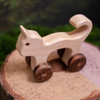 Natural Wooden Cat Car