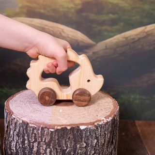 Natural Wooden Hedgehog Car