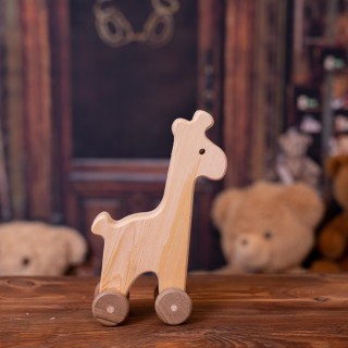 Natural Wooden Giraffe Car