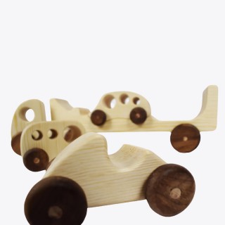 Natural Wooden Truck + 3  Natural Wooden Vehicles