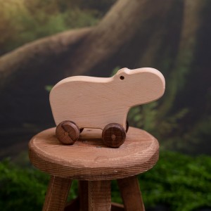 Natural Wooden Hippo Car  