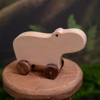 Natural Wooden Hippo Car  