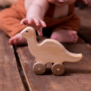 Natural Wooden Dinosaur Car