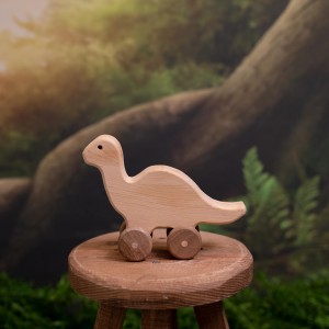 Natural Wooden Dinosaur Car