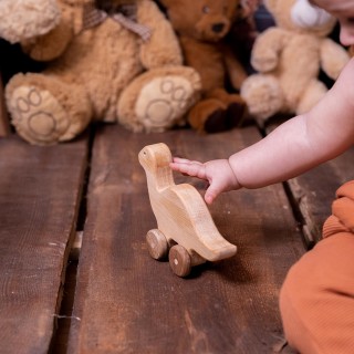 Natural Wooden Dinosaur Car