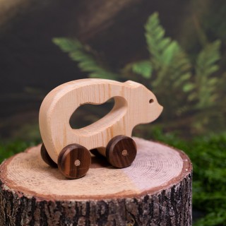Natural Wooden Bear Car