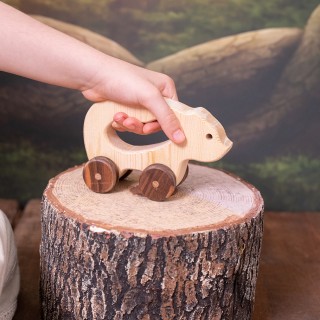 Natural Wooden Bear Car