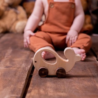 Natural Wooden Whale Car