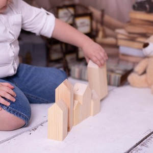 Natural Wooden Buildings ( Paintable - Montessori)