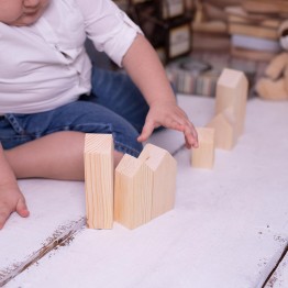 Natural Wooden Buildings ( Paintable - Montessori)