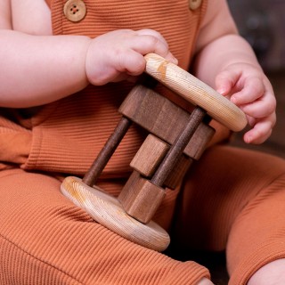 Wooden Cylinder Rattle For Babies