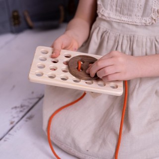 Button Wooden Lacing Toy