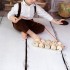 Natural Wooden Caterpillar Toy with 10 Wheels