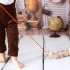 Natural Wooden Caterpillar Toy with 10 Wheels