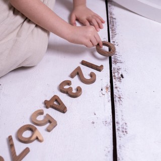 Natural Wooden Number Set  (0-9) - "Walnut"
