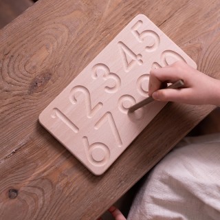 Number Board with Wooden Pencil (Montessori -100% Natural) - Educational Toy