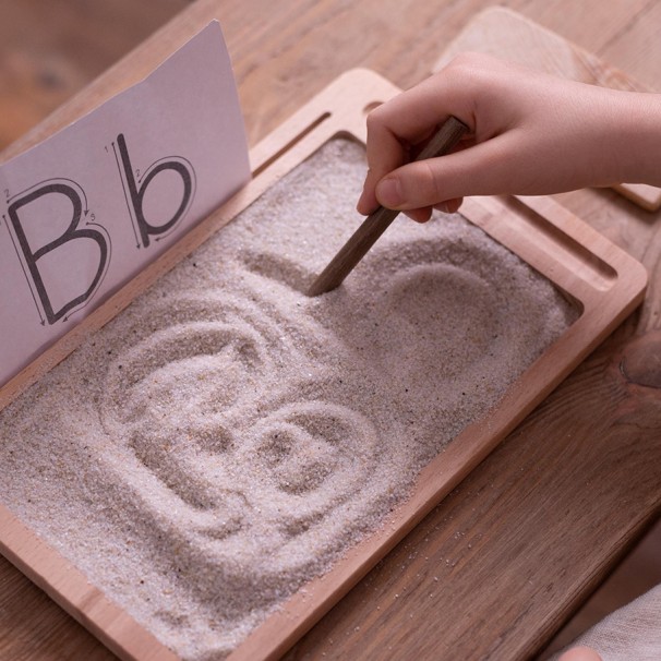 Wooden Sand Board (Montessori -% 100 Natural) -Educational Toy