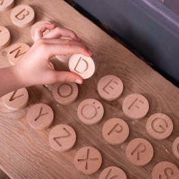 Wooden Round Letter Set - Natural Wooden All Letters - Educational Toy