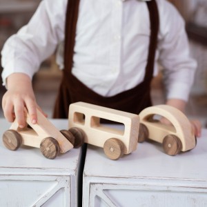 Geometric Wooden Toy Cars